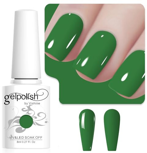Vishine 8ml Vernis à Ongles Gel Semi Permanent Couleur Vert forêt, Vernis Semi Permanent Soak Off UV LED Gel Polish Nail Art Manucure Salon DIY L234