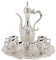 Service à thé turc, ensemble de thé vintage décoratif en alliage de zinc, ensemble de cafetière, ensemble de pots en verre à vin, ensemble de café turc pour le thé à la maison, (Silver White)