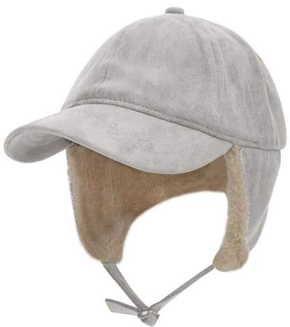 JIAHG Unisex Winter Baseball Cap Baseballmütze Winddicht Wintermütze Schirmmütze mit Ohrenschutz Herren Baumwolle Mütze Baseballkappe Earflap Cap Golf Cap Fliegermütze für Skifahren (Beige)