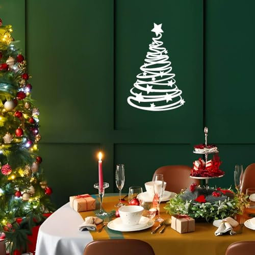 SUPERDANT Adesivi Murali Albero di Natale Bianco Decalcomanie Adesivo Vinile da Muro per Albero di Natale Christmas Adesivo Decorazioni Fai Da Te per La Camera Da Letto Decorazioni Natalizie