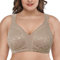 Deyllo Women's Minimizer Bra Wireless Plus Size Bra Full Coverage Comfort Everyday Bra Non Padded(Toffee Leopard,38D)