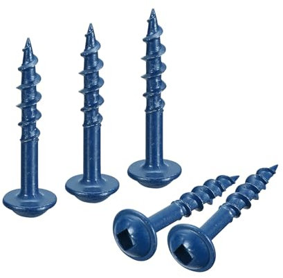 QUARKZMAN #8x1 Taschenlochschrauben, 250 Stück Vierkant-Antrieb Selbstbohrende Holzschrauben mit blau Beschichtung für Holzarbeiten