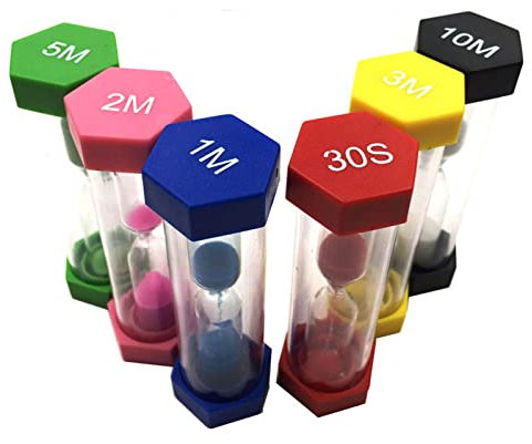 FeiYeup Sanduhr-Set, 1/3/5/10/15 Minuten, 6 Farben, Sanduhr-Timer für Kinder, Klassenzimmer, Küche, Spiele, Heimbüro, für Crea