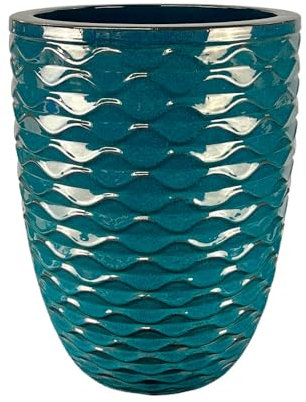 Provencelia | Atlantis 42x54cm | Pot Grande Taille d'extérieur Fait Main en Terre Cuite émaillée | Resistant au Gel | Bleu Acier