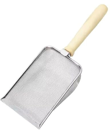 Paletta Per Lettiera Per Gatti,Paletta Resistente In Metallo Con Maniglia,Maglia Fine,Acciaio Inox,Ideale Per Lettiera Sabbia Fine,Con Manico In Legno,Pala Per Gatti E Cani In Acciaio Inossidabile