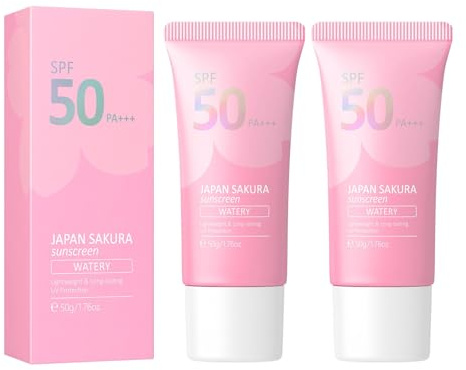 Japan Sakura Sunscreen,Kirschblüte Schutzschicht Sunscreen SPF 50 PA+++,Wasserfester und Leicht Sonnenschutz,Feuchtigkeitscreme UV-Schutz Sonnenschutzmittel (2)
