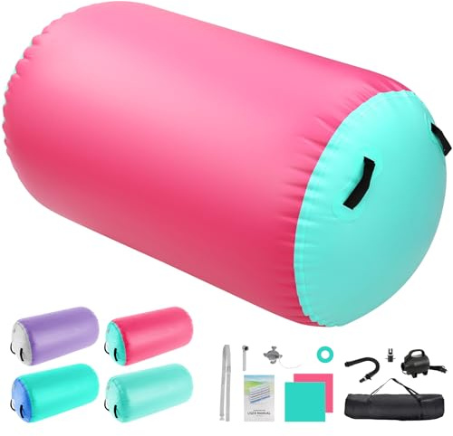 KIKILIVE Air Rolle aufblasbar, Turnen & Gymnastik Barrel, mit 600W Pump | 600W Pumpe,Tragetasche, 1 Min Aufblasen, Doppelwand PVC, Leise, für Turnen, Fitness, Balance Training, Yoga
