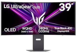 LG Ultragear 39GX900A-B.AEU Gaming-PC-Monitor 39 Zoll – OLED-Panel, QHD-Auflösung (3440 x 1440), 0,03 ms 240 Hz, DisplayHDR™400 True Black, DCI-P3 98,5% (CIE1976), FreeSync Premium Pro, G-Sync