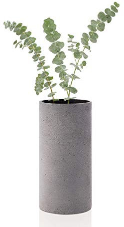 blomus -COLUNA- Vase M aus Polystone, dunkelgrau, puristische Beton-Optik, dekorative Vase in moderner Optik, hohe Tischdeko, exklusives Wohnaccessoire (H / B / T: 24 x 12 x 12 cm, dunkelgrau, 65626)