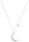 Amor Kette mit Anhänger 925 Sterling Silber Damen Halsschmuck, mit Zirkonia synth., 45+5 cm, Silber, Mond/Sterne, Kommt in Schmuck Geschenk Box, 9270231