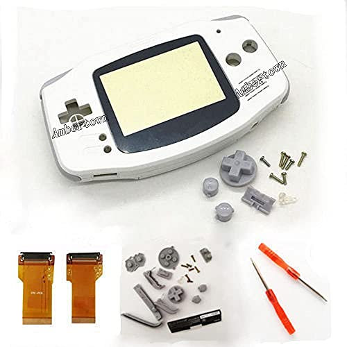 Vollgehäuse, Gehäuse, Abdeckung, Flexkabel, Adapter, für GBA AGS 001 Mod Kit, Ersatz, Weiß