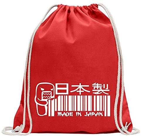 Kiwistar - Turnbeutel - rot - Made in Japan Domo - Fun Rucksack Sport Beutel Gymsack Baumwolle mit Ziehgurt
