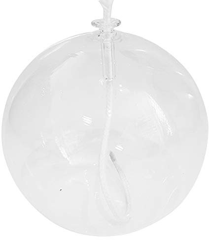 Öllampe runde Glasölampe Petroleumlampe mit Dochtführung aus klarem Glas zum hinstellen mit 3 mm Rundocht Tischlampe mundgeblasenes Kristallglas Durchmesser ca. 6 cm Höhe ca 5,6 cm