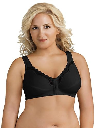 Exquisite Form Women's Fully Front Close Posture Bra #5100531, Black, 46D