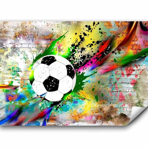 murando Fototapete selbstklebend Fussball 294x210cm Foto Tapete Tapetenfolie Möbelfolie Wandverkleidung Wandtapete MotivtapetenSchlafzimmer 3d Effekt Fußball Kindertapete Kinderzimmer Kinder
