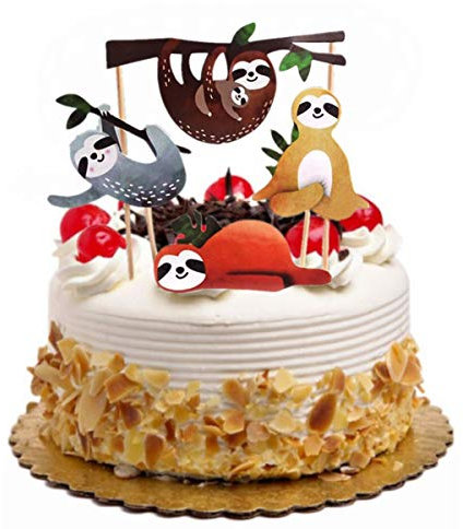 YeahiBaby 4 stücke faultier Kuchen Topper Set kreative niedlichen dekor acake einsatzkarte für Geburtstag Party Festival