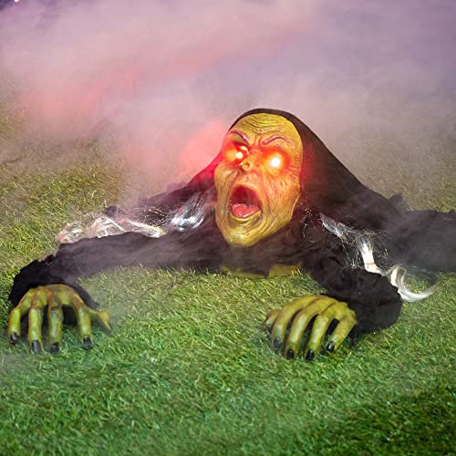 Joyin Halloween-Dekoration Bodendurchbrecher-Zombie mit Geräusch und blinkenden Augen als Hofdekorationen