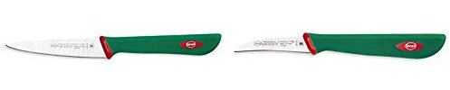 Sanelli Premana Professional Coltello Spelucchino, Acciaio Inossidabile, Verde/Rosso, 10 cm & Professional Coltello Verdura spelucchino curvo, Acciaio Inossidabile