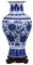 fanquare Jingdezhen Fischschwanz Blau und Weiß Porzellan Vase, Handgemachte Zweig Lotus Keramik Vase für Blumen, Kleine Dekorative Vase, Höhe 30cm