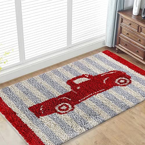 ROCKY&CHAO Knüpfteppich Kreuzstich Stickerei DIY Set 80x55cm Selber Machen Set Latch Hook Kit für Kinder und Erwachsene zum Selber Knüpfen