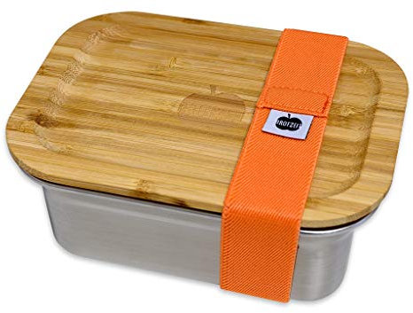 Brotzeit Woody - Lunchbox aus Edelstahl mit Bambusdeckel