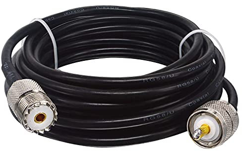 Boobrie Upgraded 5M UHF Coax Cable RG58 SO239 PL259 Cable CB Radio Coaxial Cable RG58 UHF Male to UHF Female Cable PL 259 Male SO239 Female Low Loss Two Way Radio Amateur Walkie Talkie Marine