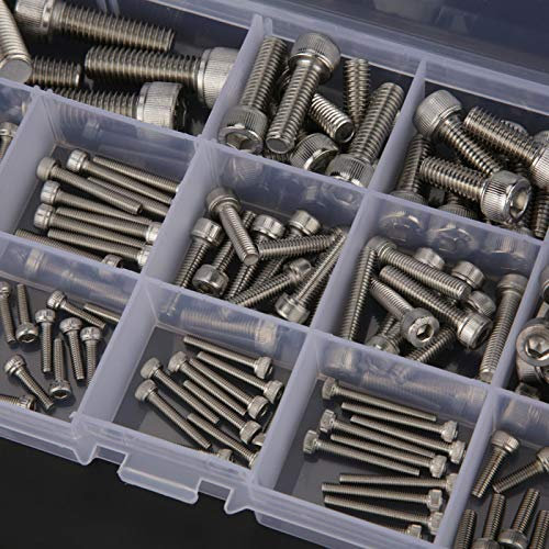 Inbusschrauben Set, 135 Stück 14 verschiedene Größen M2.5 M3 M4 M5 M6 M8 304 Edelstahl Sechskantschrauben mit transparenter Aufbewahrungsbox