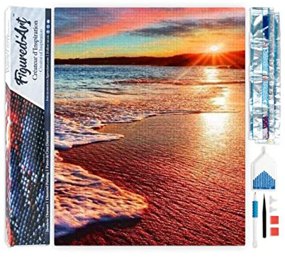 Figured'Art Diamond Painting Erwachsene 40x50cm Ganze Leinwand gerollt Meeresschaum 5D Bilder Eckige Steine - DIY Set Basteln