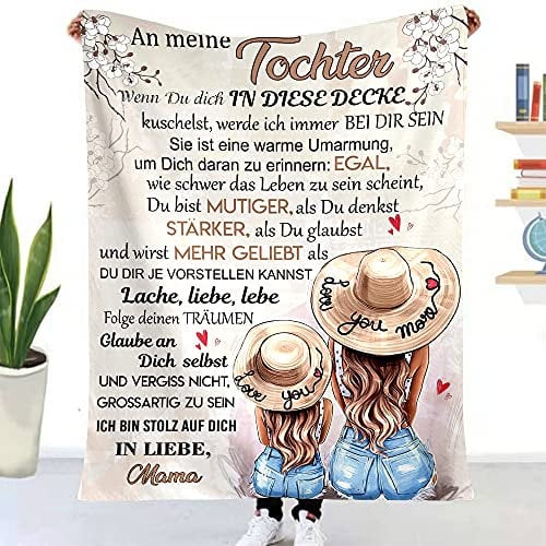 Kuscheldecke für Meine Tochter, An Meine Tochter Decke von Mama, Mutter Tochter Decke mit Spruch Deutsch, Brief Gedruckt Decken Geschenke für Weihnachten Geschenke zum Schulabschluss 1 STK