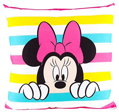 Disney Home Minnie Mouse - Dekokissen mit Füllung und Reißverschluss - 40x40 cm - Wurfkissen mit Füllung, tolles Deko-Kissen für Sofa, Couch, Wohnzimmer und Schlafzimmer - weiches Kuschelkissen