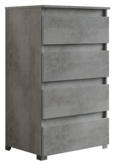 Mama Store CASSETTIERA 60 cm 4 CASSETTI, Grigio Cemento, L.61 X P.44 X H.103 cm