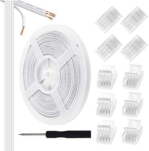 Aroidful 32.8ft 4Pin LED RGB Extension Cable and 10Pcs 4 Pin LED Strip Light Connectors, 4Pin LED Cable, LED Lights Extension for 10mm Wide Waterproof or Bare Board 2835-5050 4Pin RGB Strip Lights