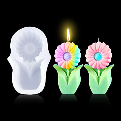 HyzaPhix Resin Silikonform Gießform Kerzen Epoxidharz Formen Silikon Tulpen Silicone Moulds für 3D Blume Kerzenherstellung, DIY-kunsthandwerk, kuchendekoration