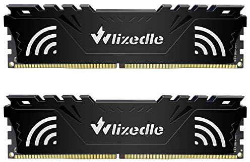 DDR4 3200MHz Memoria RAM 32GB Kit (2x16GB) XMP 2.0 CL16 U-DIMM Wlizedle Modulo di Memoria PC4-25600 288-Pin 1.35V 1Rx8 per Desktop/Computer, Nero