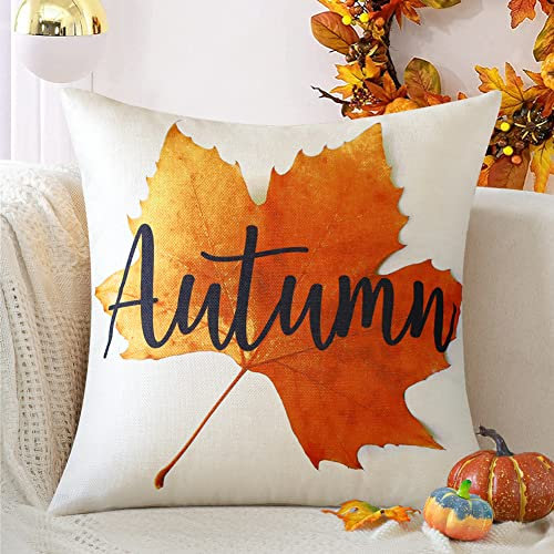 JOTOM Foglie d'acero Caduta Decorativa Federa per cuscino 45 x 45 cm Autunno Foglie d'Acero, Foglie d'Autunno Foglie d'Autunno Foglie d'Arredamento per Divano Letto Divano Casa Auto Decor 45 x 45 cm