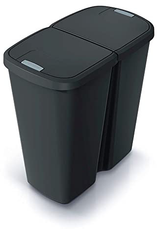Papelera con 2 tapas independientes color negro KEDEN de 45L.