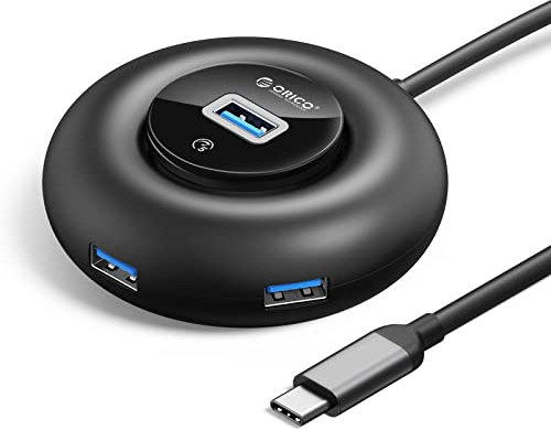 ORICO Hub USB 3.0, Hub USB C de 4 Puertos con Cable de 0.3M, Divisor USB Multipuertos para Portátil MacBook Pro, iMac, Surface Pro, XPS, PS5, PC, Flash Drive, Mobile HDD