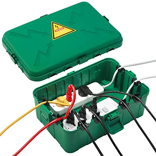 Hrensaw Large Outdoor Electrical Box Waterproof(12.6x8.7x5.1inch),IP54 Waterproof Outdoor Outlet Covers,Weatherproof Extension Cord Covers Protect Outlet,Plug,Timer,Power Strip,Holiday Light,Green