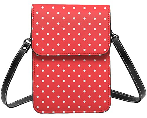 AABSTBFM Farbige Marmor-Umhängetasche für Damen und Mädchen, Geldbörse, Handtaschen, PU-Leder, Handytasche, Rot und Weiß gepunktet, Einheitsgröße