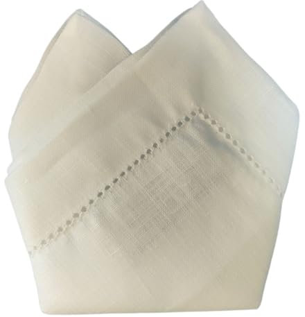 Cuore di lino - Einstecktuch aus Leinen, optisches Weiß, Cremeweiß, Natur, mit Ajour, Rahmen 25 x 25 cm, hergestellt in Italien, Cremeweiß., 25x25cm