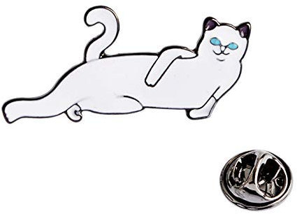 Cartoon lustige weiße Katze Brosche Tier Emaille Pins Metall für Frauen Jacken Anstecknadeln Tasche Metall Abzeichen Knopf Anstecknadel Schmuck