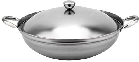 Padella in acciaio inox per pancake crepe, pentola calda per tutti i giorni, padella per frittata, teglia rotonda con manico e coperchio, 25 cm