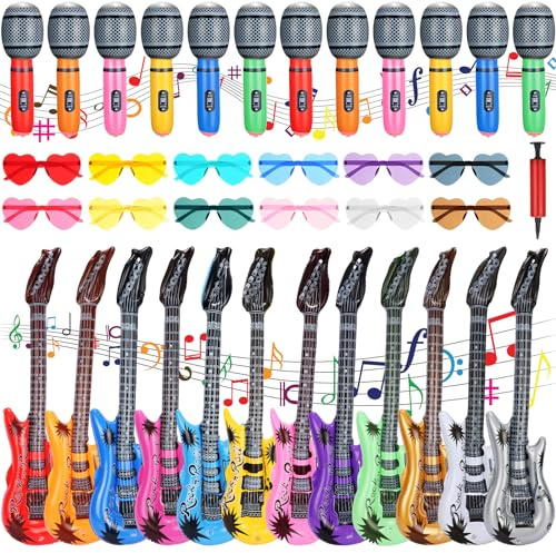 Chitidr 36 Pcs Inflatable Rock Star Toy Set Inflatable Party Favors
