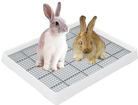 LZLUCKCOME Bac à litière pour lapin, petits animaux, avec grille, cochon d'Inde, lapin, toilettes d'apprentissage de la propreté (L)