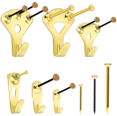 Picture Hooks Picture Hanging Kit, 130Pcs Heavy Duty Picture Hangers with Nails for Photos Frames Mirrors Wooden Wall Painting Clock Bags Clothes