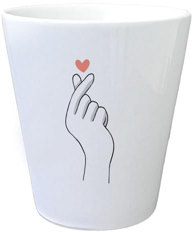 K-Pop Blumentopf mit Herzsymbol in Schwarz-Weiß EIN Schlichter Pflanzentopf für alle Korean-Pop Fans Kreativer Motiv Hand Herzsymbol Manga Übertopf Teenager Anime Korea Herz