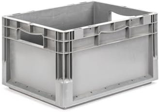 SSI Schäfer EuroBox ELB 4220 grau 40x30x22 cm, 20,4L – gebraucht, Transportbox Handgriffe offen, Lagerbox Tragkraft 20 kg, robuste Kunststoffbox stapelbar, stabile Aufbewahrungsbehälter, Industriebox