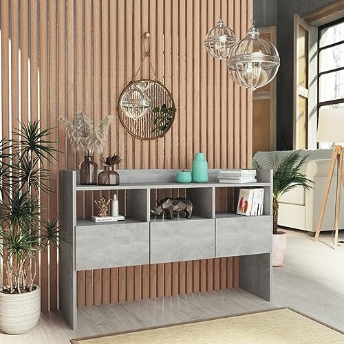 CIADAZ Buffet Gris béton 105x30x70 cm Aggloméré,Meuble Cuisine Rangement,Commode Chambre,Buffet Salon