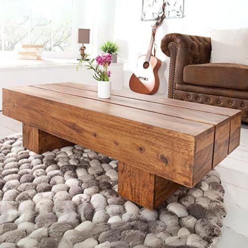 LEBENSwohnART Puristischer Couchtisch SAMANTI ca.100cm Sheesham TV-Board massiv Palisander