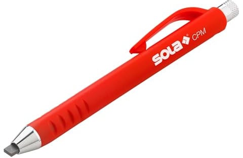 Sola CPM - Zimmermannsbleistift und Druckbleistift in einem - großer Minenbleistift für Zimmermann, Schreiner, Maurer und andere Gewerke - Graphitmine 2x5 mm schwarz Härte HB - Baustellen Stift
